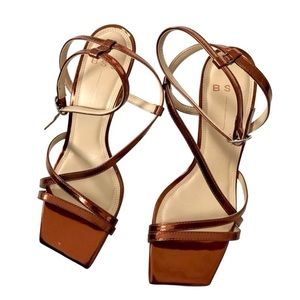 BLACK SUEDE STUDIO Square-toe Charlotte Copper Metallic Heel Women’s Size 8